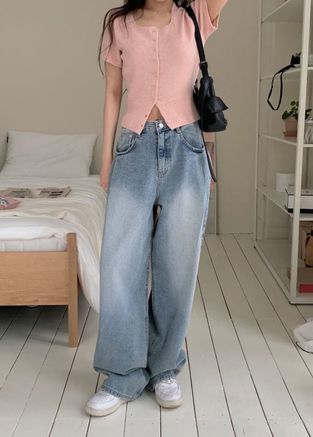 [Lazy Style] Pintuck Balloon Wide Denim