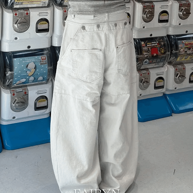 【彎刀神褲】Back Button Wide Pants