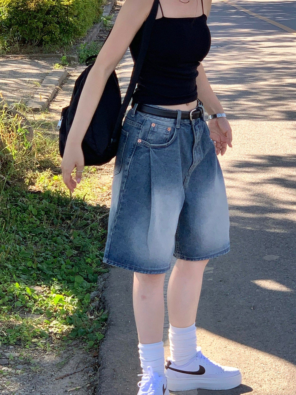 [Lazy Style] Balloon Denim Half Pants