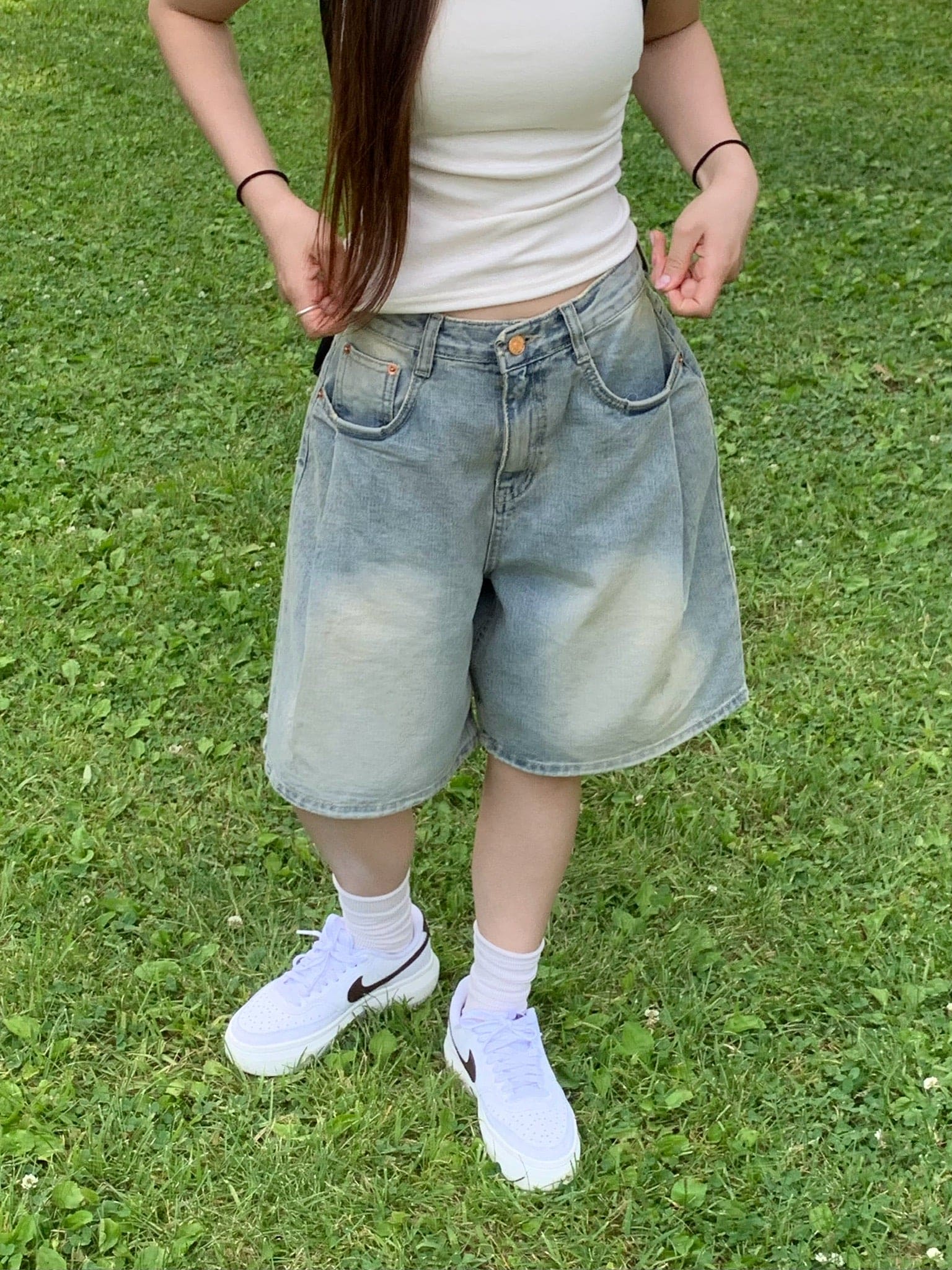 [Lazy Style] Balloon Denim Half Pants
