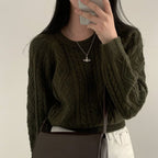Autumn/Winter Color-Coated Cable Knit Tops