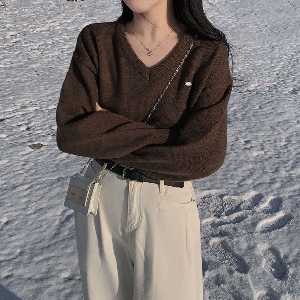 【🌷New Spring Arrivals】Label V-Neck Knit 