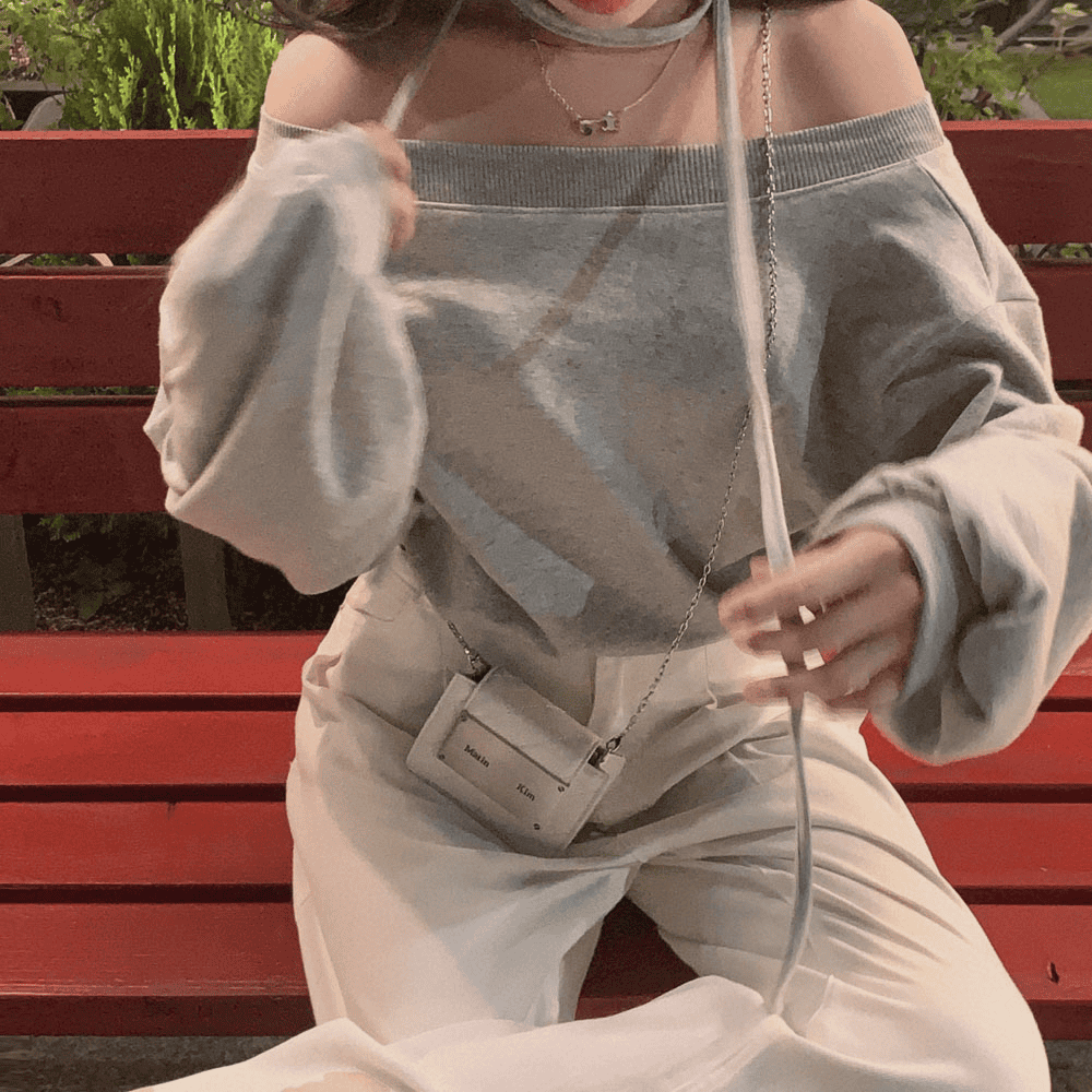 [Stylish Casual] Off-Shoulder Sweatshirt Scarf Set 