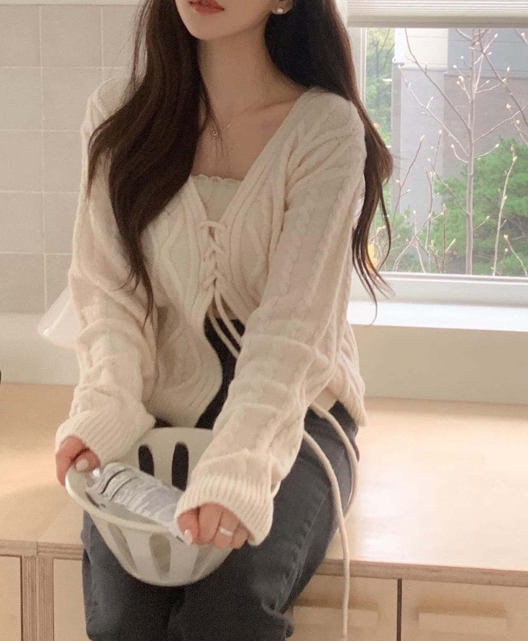 Palette Eyelet Ribbon Cardigan