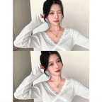 【🤍Korean Style Polka Dot Tee】Dot Lace Tee 