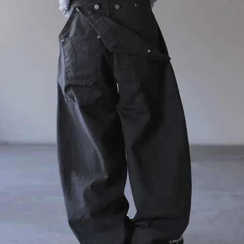 【彎刀神褲】Back Button Wide Pants