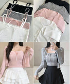 【🩰Ballet Core】Ribbon Lace Cardigan Set 