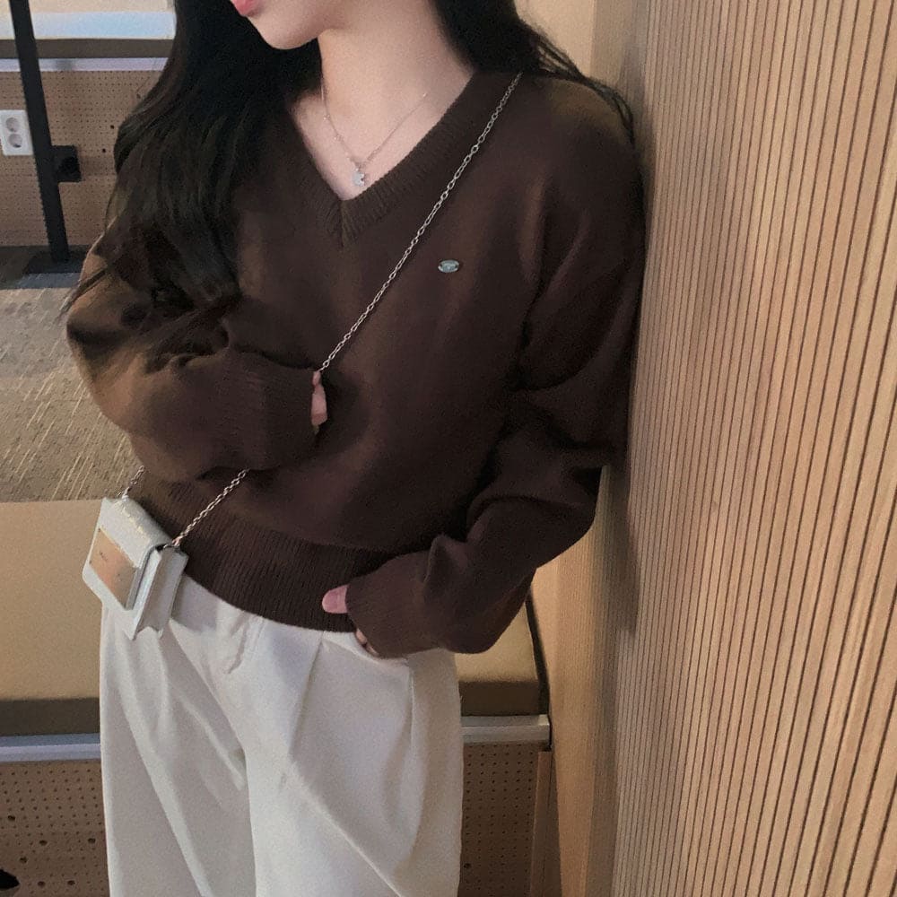 【🌷New Spring Arrivals】Label V-Neck Knit 