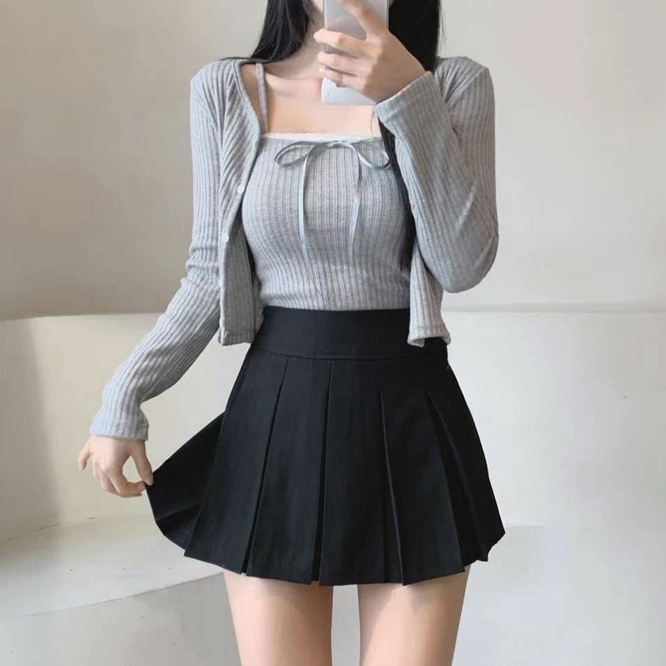 【🩰Ballet Core】Ribbon Lace Cardigan Set 