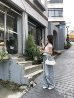 【OOTJ】Damaged Washing Wide Denim 