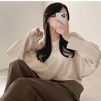 Orders surge! Basic loose-fitting knit long-sleeved shirt