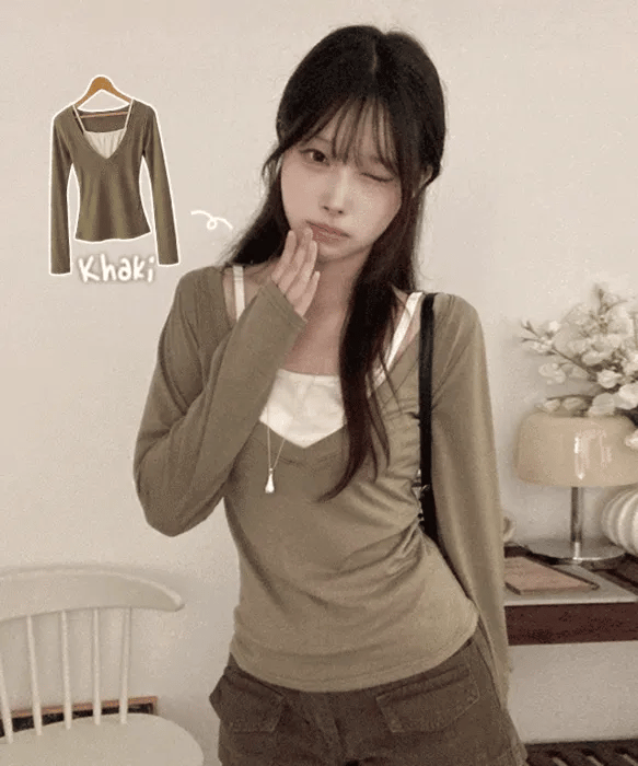 【秋感層疊】Slim Fit Layered Top Set