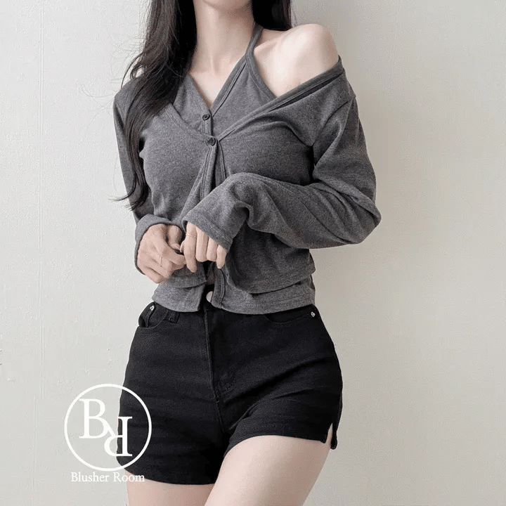 【🩶y2k series】 Halter Layered Cardigan 