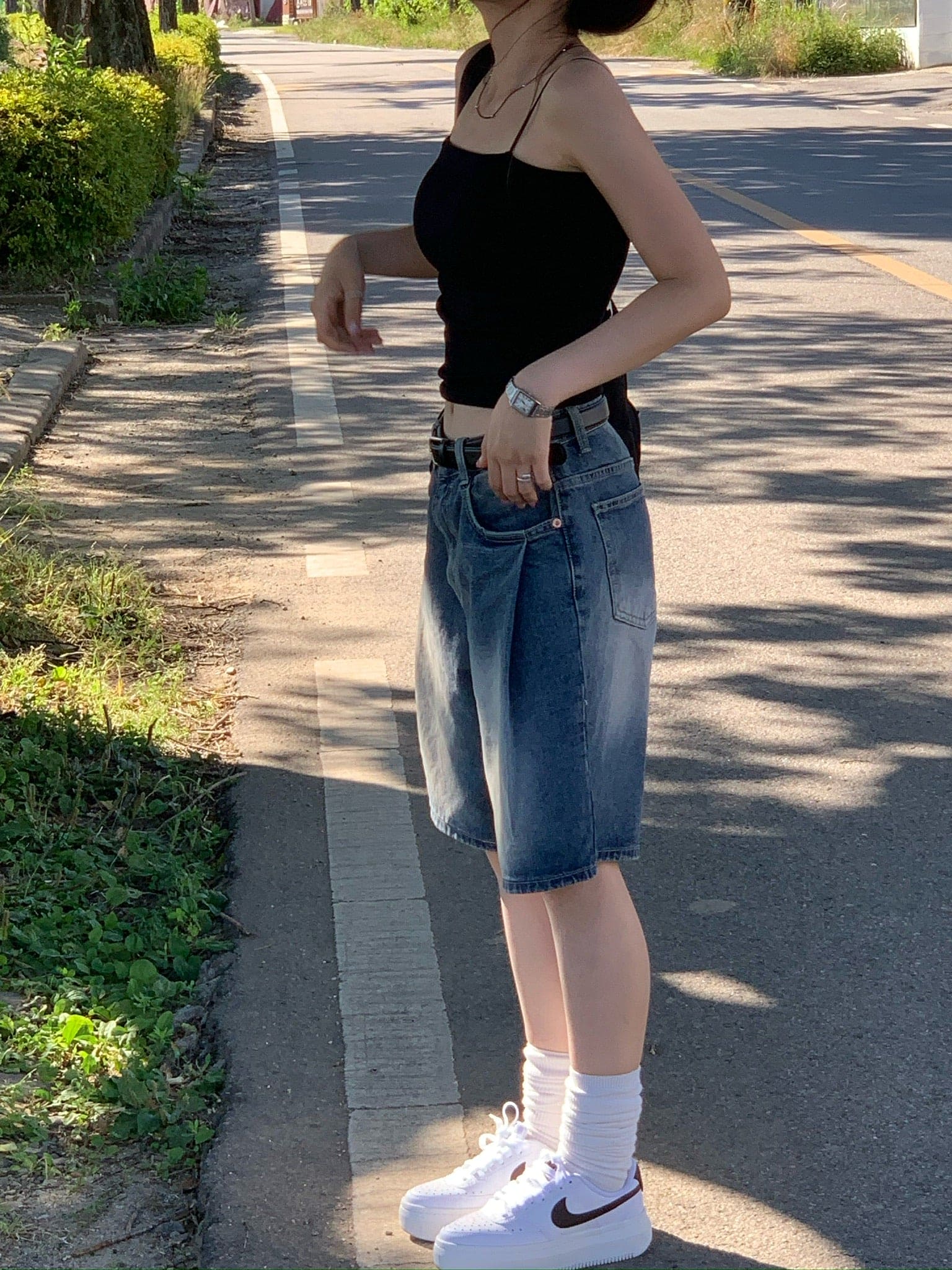 [Lazy Style] Balloon Denim Half Pants