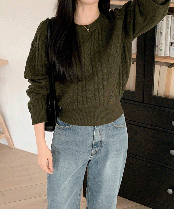 Autumn/Winter Color-Coated Cable Knit Tops