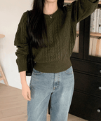 Autumn/Winter Color-Coated Cable Knit Tops