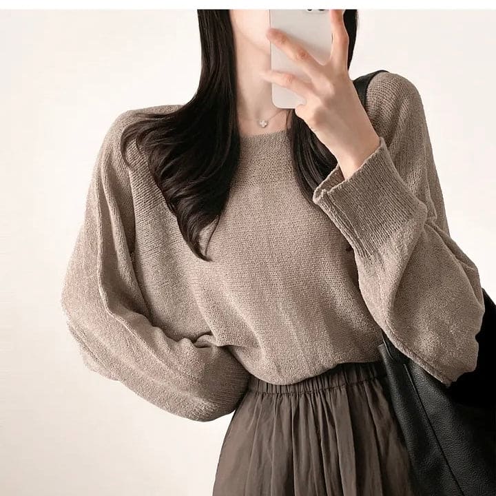 Orders surge! Basic loose-fitting knit long-sleeved shirt