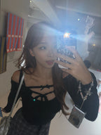 【🖤Sweet and alluring style】Ribbon Sleeveless 