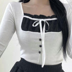 【🖤Trending Y2K】Ribbon Slit Top