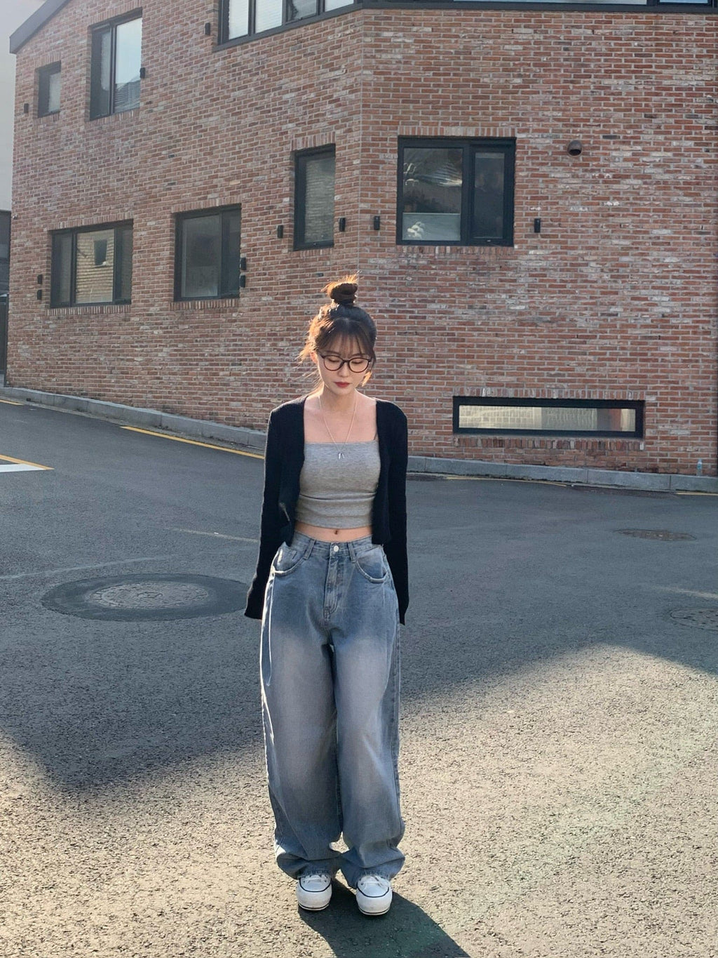 [Lazy Style] Pintuck Balloon Wide Denim