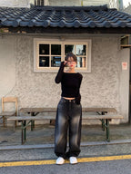 【🖤y2k vibe】Back Wide Jeans