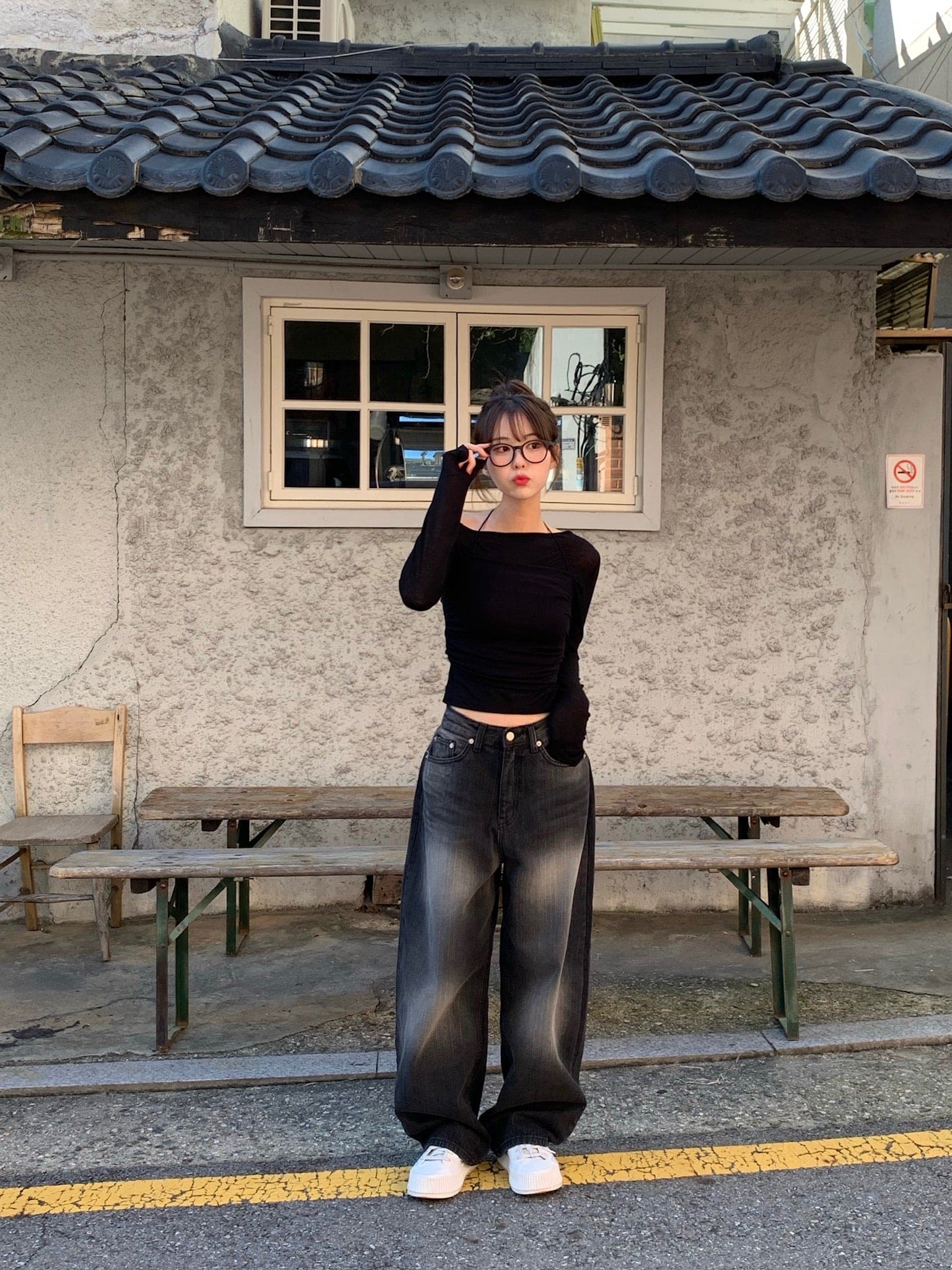 【🖤y2k vibe】Back Wide Jeans