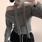 【Sweet Snowflakes】Off-Shoulder Tie Set 