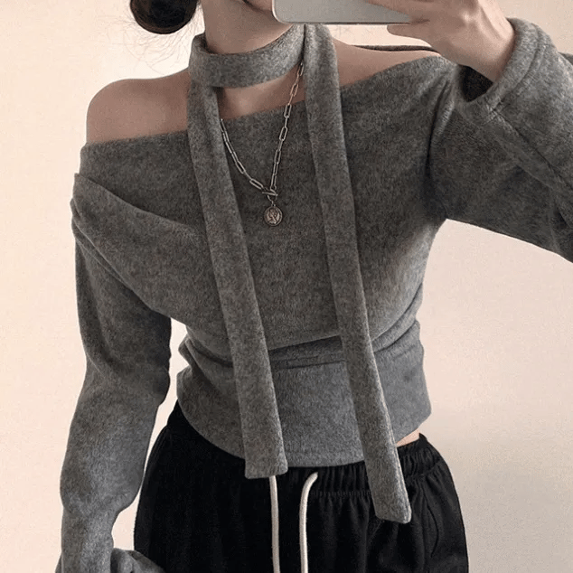 【Sweet Snowflakes】Off-Shoulder Tie Set 