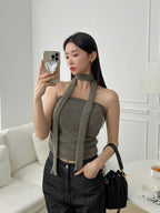 【y2k vibe】Serenity Scarf Top Set