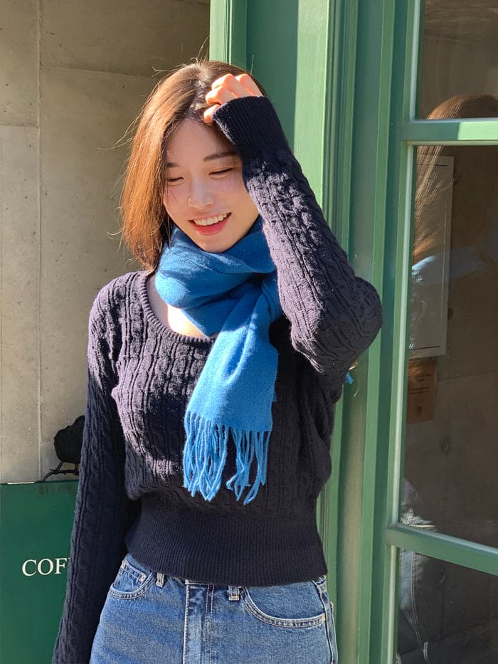 【🌷Soft】Pretzel Cable U-Neck Knit