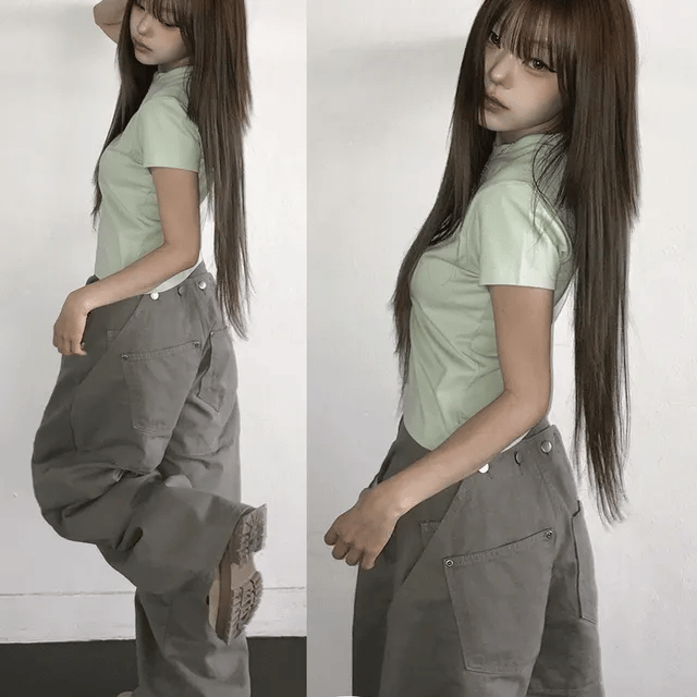 【彎刀神褲】Back Button Wide Pants