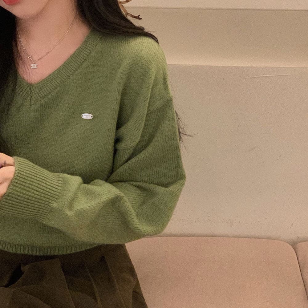 【🌷New Spring Arrivals】Label V-Neck Knit 