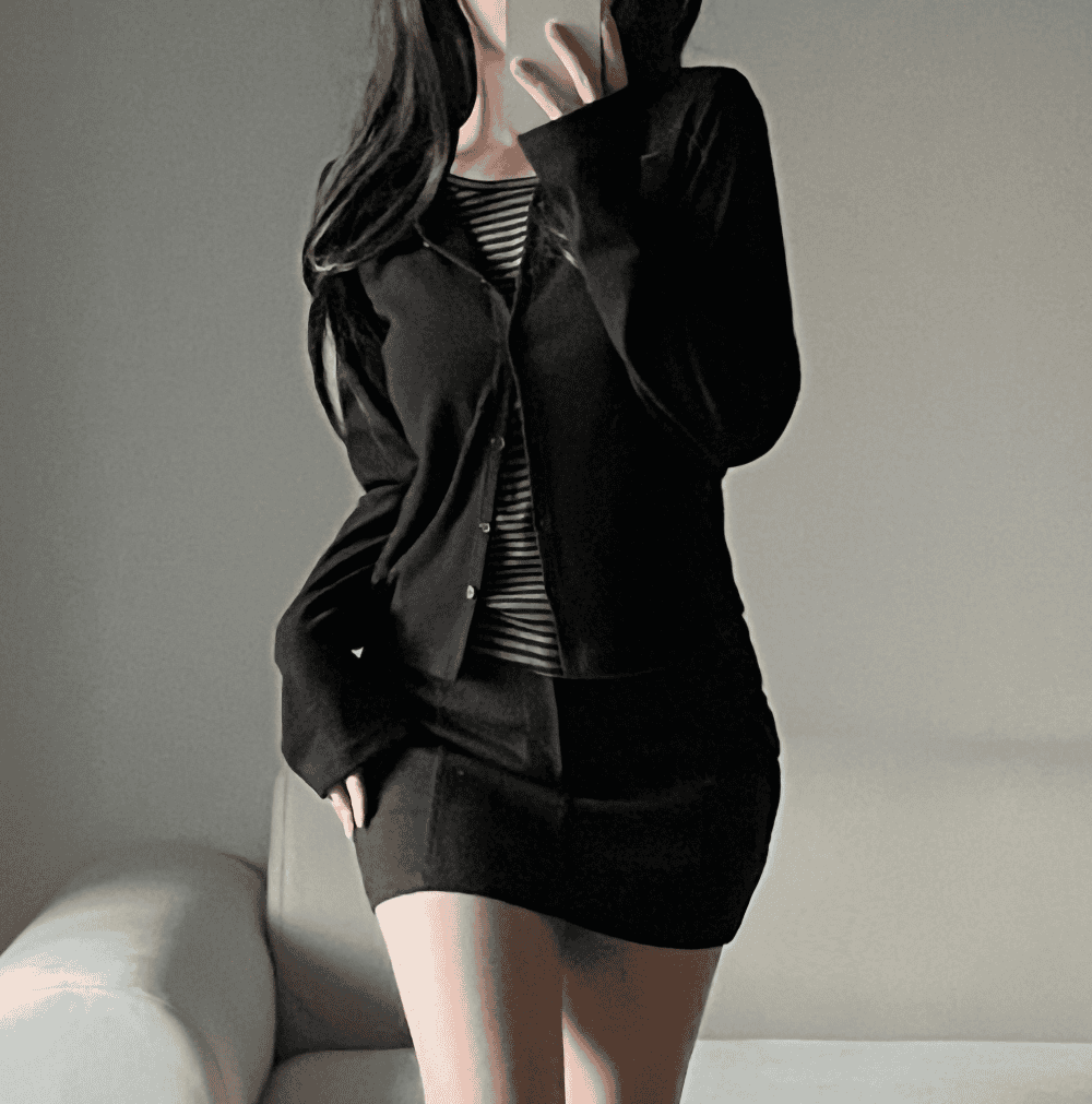 [Y2K Preppy Style] Stripe Layered Cardi Set 