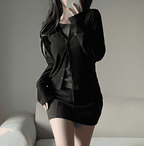 [Y2K Preppy Style] Stripe Layered Cardi Set 