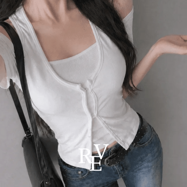 【復古甜辣】Button Halter Top