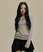 【🤍Same as JENNIE】LETTERING SHEER LONG SLEEVE 