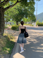 [Lazy Style] Balloon Denim Half Pants