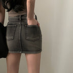 [Korean Hot Item!] Washing Denim Mini Skirt 