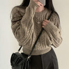 Autumn/Winter Color-Coated Cable Knit Tops