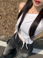 【🩶Easy and versatile】Ribbon Top 