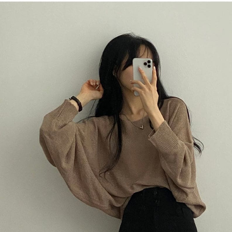 Orders surge! Basic loose-fitting knit long-sleeved shirt