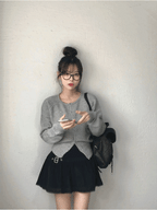 【🤎y2k vibe】Suede Lace Belt Skirt 