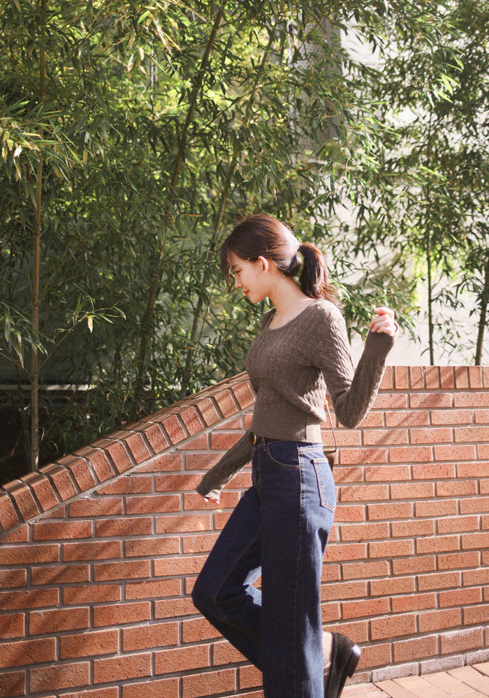 【🌷Soft】Pretzel Cable U-Neck Knit