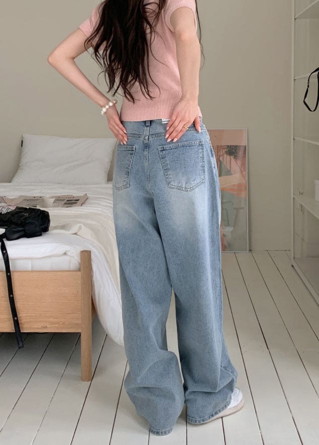 [Lazy Style] Pintuck Balloon Wide Denim