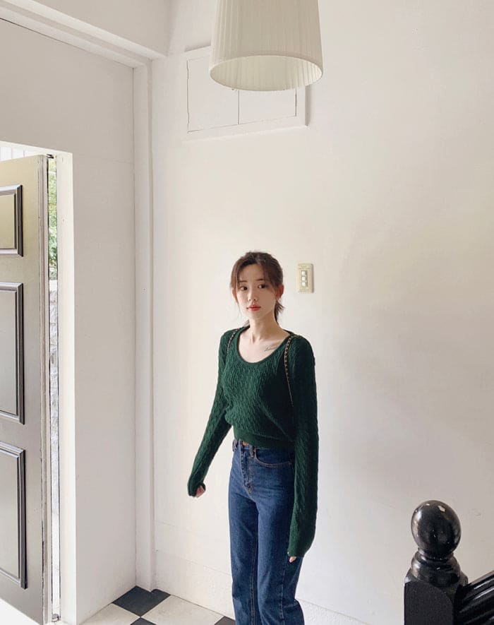 【🌷Soft】Pretzel Cable U-Neck Knit