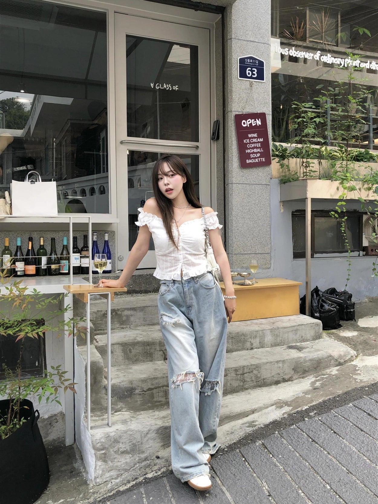 【OOTJ】Damaged Washing Wide Denim 