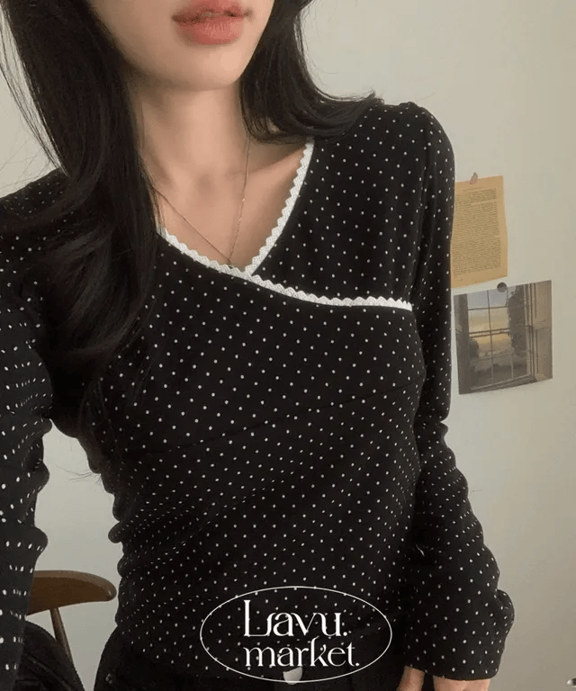 Lovelia Dot Lace Wrap Tee