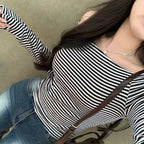 【🖤Innocent and Sexy】Stripe Off Shoulder Top｜KARINA's Style 