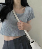 New gray-blue color! Wrinkle Crop Top 