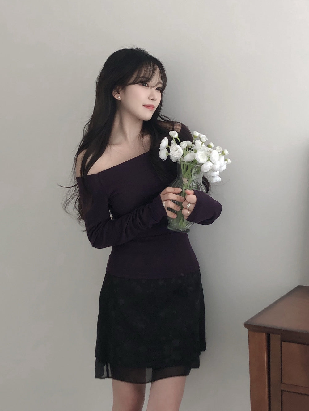 [Easy to Wear] Basic Off Shoulder Top 